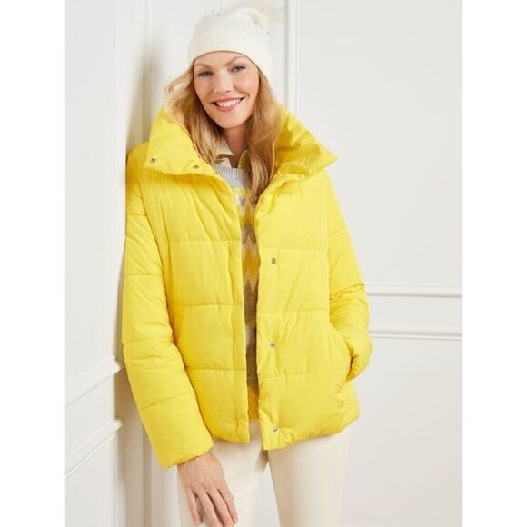 Talbots DOWN ALTERNATIVE PUFFER COAT size S Yellow - Picture 1 of 13